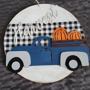 wood harvest door hanger